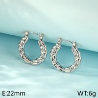 1 Pair Modern Style Classic Style Commute Solid Color Grain 304 Stainless Steel 18K Gold Plated Hoop Earrings sku image 1