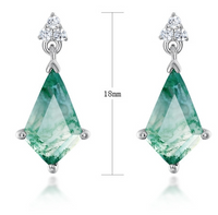 1 Pair Elegant Rhombus Lab-grown Gemstone Moss Agate Silver Plated Drop Earrings main image 2