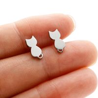 1 Pair Sweet Rabbit Cat Polishing 304 Stainless Steel 18K Gold Plated Ear Studs main image 6