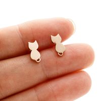 1 Pair Sweet Rabbit Cat Polishing 304 Stainless Steel 18K Gold Plated Ear Studs main image 4