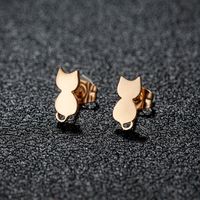 1 Pair Sweet Rabbit Cat Polishing 304 Stainless Steel 18K Gold Plated Ear Studs sku image 29