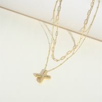 Copper Basic Classic Style Commute Inlay Letter Zircon Pendant Necklace main image 3