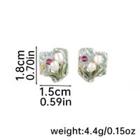 1 Pair Vintage Style Flower Inlay Alloy Freshwater Pearl 18K Gold Plated Ear Studs sku image 1