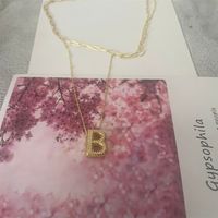 Copper Basic Classic Style Commute Inlay Letter Zircon Pendant Necklace sku image 2