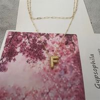 Copper Basic Classic Style Commute Inlay Letter Zircon Pendant Necklace sku image 6