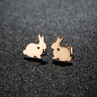 1 Pair Sweet Rabbit Cat Polishing 304 Stainless Steel 18K Gold Plated Ear Studs sku image 18