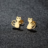 1 Pair Sweet Rabbit Cat Polishing 304 Stainless Steel 18K Gold Plated Ear Studs sku image 23