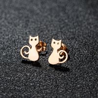 1 Pair Sweet Rabbit Cat Polishing 304 Stainless Steel 18K Gold Plated Ear Studs sku image 24