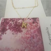 Copper Basic Classic Style Commute Inlay Letter Zircon Pendant Necklace sku image 11