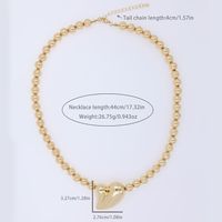 Kupfer 18 Karat Vergoldet Einfacher Stil Perlen Herzform Halskette main image 2