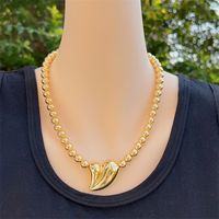 Copper 18K Gold Plated Simple Style Beaded Heart Shape Necklace main image 6