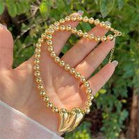 Copper 18K Gold Plated Simple Style Beaded Heart Shape Necklace main image 5