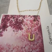 Copper Basic Classic Style Commute Inlay Letter Zircon Pendant Necklace sku image 21