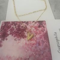 Copper Basic Classic Style Commute Inlay Letter Zircon Pendant Necklace sku image 22