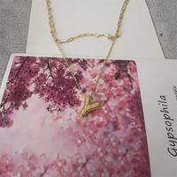 Copper Basic Classic Style Commute Inlay Letter Zircon Pendant Necklace sku image 25