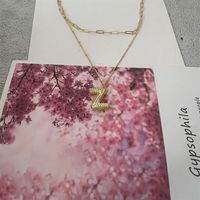 Copper Basic Classic Style Commute Inlay Letter Zircon Pendant Necklace sku image 26