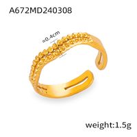 Titanium Steel 18K Gold Plated Casual Simple Style Commute Layered Plating Hollow Out Round Heart Shape Open Rings sku image 15