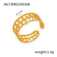 Titanium Steel 18K Gold Plated Casual Simple Style Commute Layered Plating Hollow Out Round Heart Shape Open Rings sku image 9