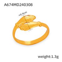 Titanium Steel 18K Gold Plated Casual Simple Style Commute Layered Plating Hollow Out Round Heart Shape Open Rings sku image 11