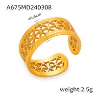 Titanium Steel 18K Gold Plated Casual Simple Style Commute Layered Plating Hollow Out Round Heart Shape Open Rings sku image 13
