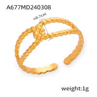 Titanium Steel 18K Gold Plated Casual Simple Style Commute Layered Plating Hollow Out Round Heart Shape Open Rings sku image 10