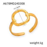 Titanium Steel 18K Gold Plated Casual Simple Style Commute Layered Plating Hollow Out Round Heart Shape Open Rings sku image 12
