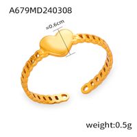 Titanium Steel 18K Gold Plated Casual Simple Style Commute Layered Plating Hollow Out Round Heart Shape Open Rings sku image 14