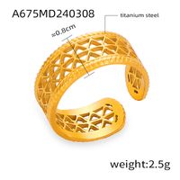 Titanium Steel 18K Gold Plated Casual Simple Style Commute Layered Plating Hollow Out Round Heart Shape Open Rings main image 10