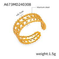 Titanium Steel 18K Gold Plated Casual Simple Style Commute Layered Plating Hollow Out Round Heart Shape Open Rings main image 9