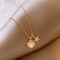 Copper Sweet Inlaid Shell Star Shell Pendant Necklace main image 5