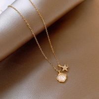 Copper Sweet Inlaid Shell Star Shell Pendant Necklace sku image 1