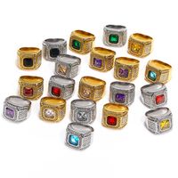 Casual Hip-Hop Geometric 304 Stainless Steel Zircon Men's Rings main image 4