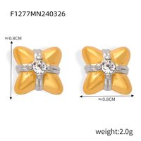 1 Pair Casual Simple Style Commute Flower Plating Inlay Titanium Steel Rhinestones 18K Gold Plated Ear Studs main image 9