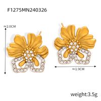 1 Paar Lässig Einfacher Stil Pendeln Blume Überzug Inlay Titan Stahl Strasssteine 18 Karat Vergoldet Ohrstecker main image 11
