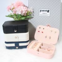 Simple Flip Travel Double Layer Jewelry Box Ring Necklace Ear Stud Pendant Jewelry Box Portable Jewelry Storage Box main image 1