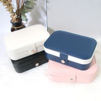 Simple Flip Travel Double Layer Jewelry Box Ring Necklace Ear Stud Pendant Jewelry Box Portable Jewelry Storage Box main image 4