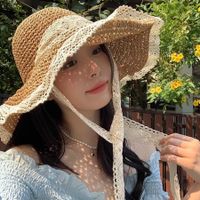 Women's Casual Elegant Flower Bow Knot Big Eaves Straw Hat main image 5