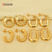 1 Pair Simple Style Geometric 304 Stainless Steel 18K Gold Plated Hoop Earrings Ear Studs main image 6