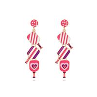 1 Pair Casual Simple Style Stripe Heart Shape Enamel Zinc Alloy Drop Earrings main image 1
