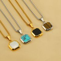 304 Stainless Steel Casual Simple Style Plating Geometric Natural Stone Pendant Necklace main image 1