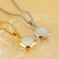 304 Stainless Steel Casual Simple Style Plating Geometric Natural Stone Pendant Necklace main image 3
