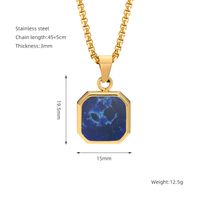 304 Stainless Steel Casual Simple Style Plating Geometric Natural Stone Pendant Necklace sku image 6