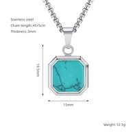 304 Stainless Steel Casual Simple Style Plating Geometric Natural Stone Pendant Necklace sku image 4