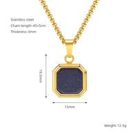 304 Stainless Steel Casual Simple Style Plating Geometric Natural Stone Pendant Necklace sku image 10
