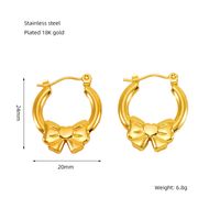 1 Pair Simple Style Bow Knot 304 Stainless Steel 18K Gold Plated Hoop Earrings sku image 6