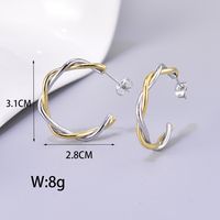 1 Pair Simple Style Classic Style C Shape Color Block Layered Titanium Steel 18K Gold Plated Earrings Ear Studs main image 2