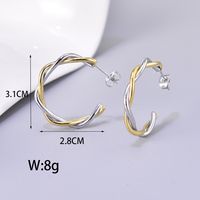 1 Pair Simple Style Classic Style C Shape Color Block Layered Titanium Steel 18K Gold Plated Earrings Ear Studs sku image 3