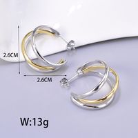 1 Pair Simple Style Classic Style C Shape Color Block Layered Titanium Steel 18K Gold Plated Earrings Ear Studs main image 4