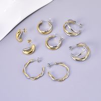 1 Pair Simple Style Classic Style C Shape Color Block Layered Titanium Steel 18K Gold Plated Earrings Ear Studs main image 1