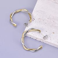 1 Pair Simple Style Classic Style C Shape Color Block Layered Titanium Steel 18K Gold Plated Earrings Ear Studs main image 10